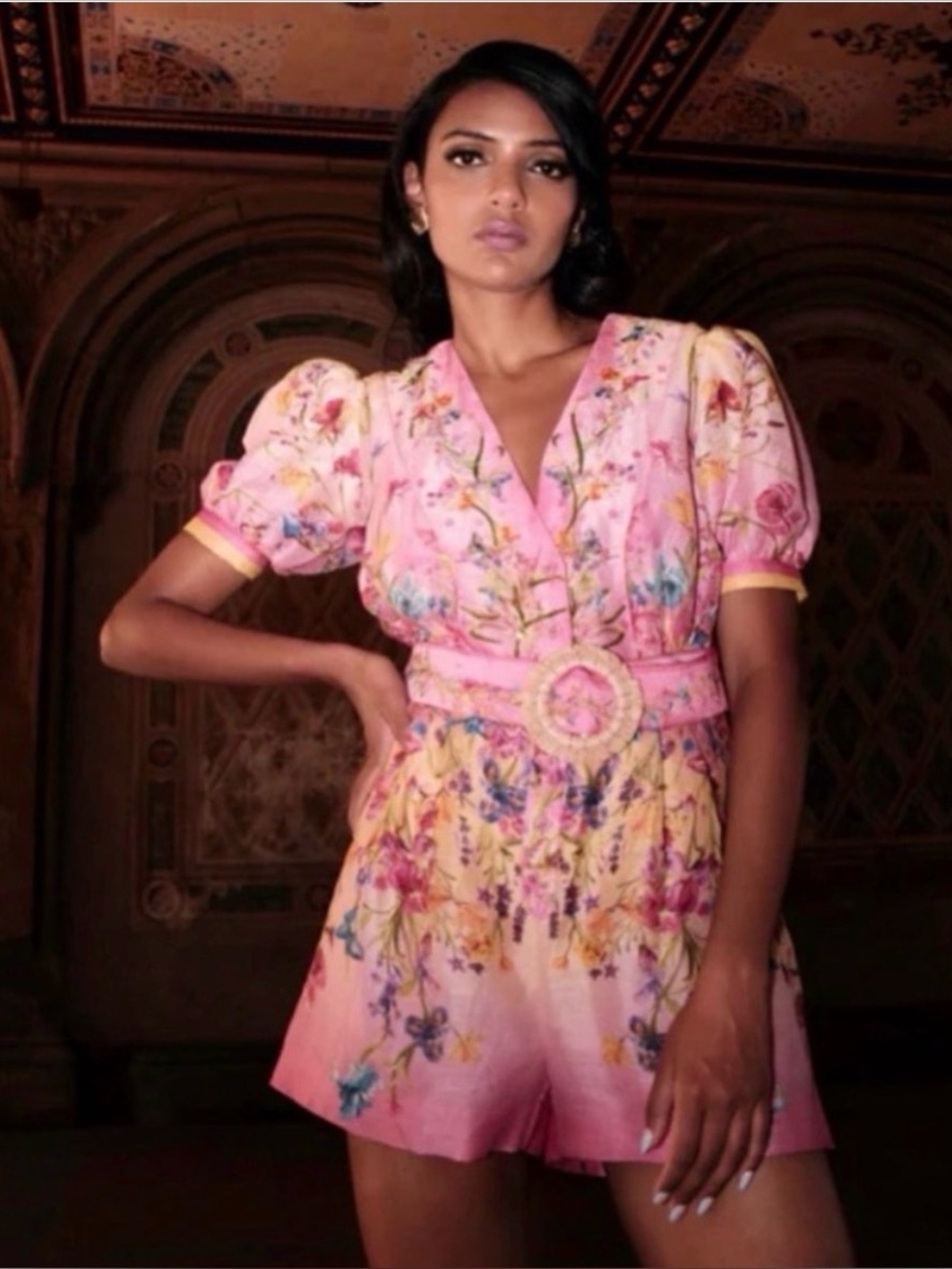 NWT La Fuori Pink Floral Short Jumpsuit - Picture 2 of 8